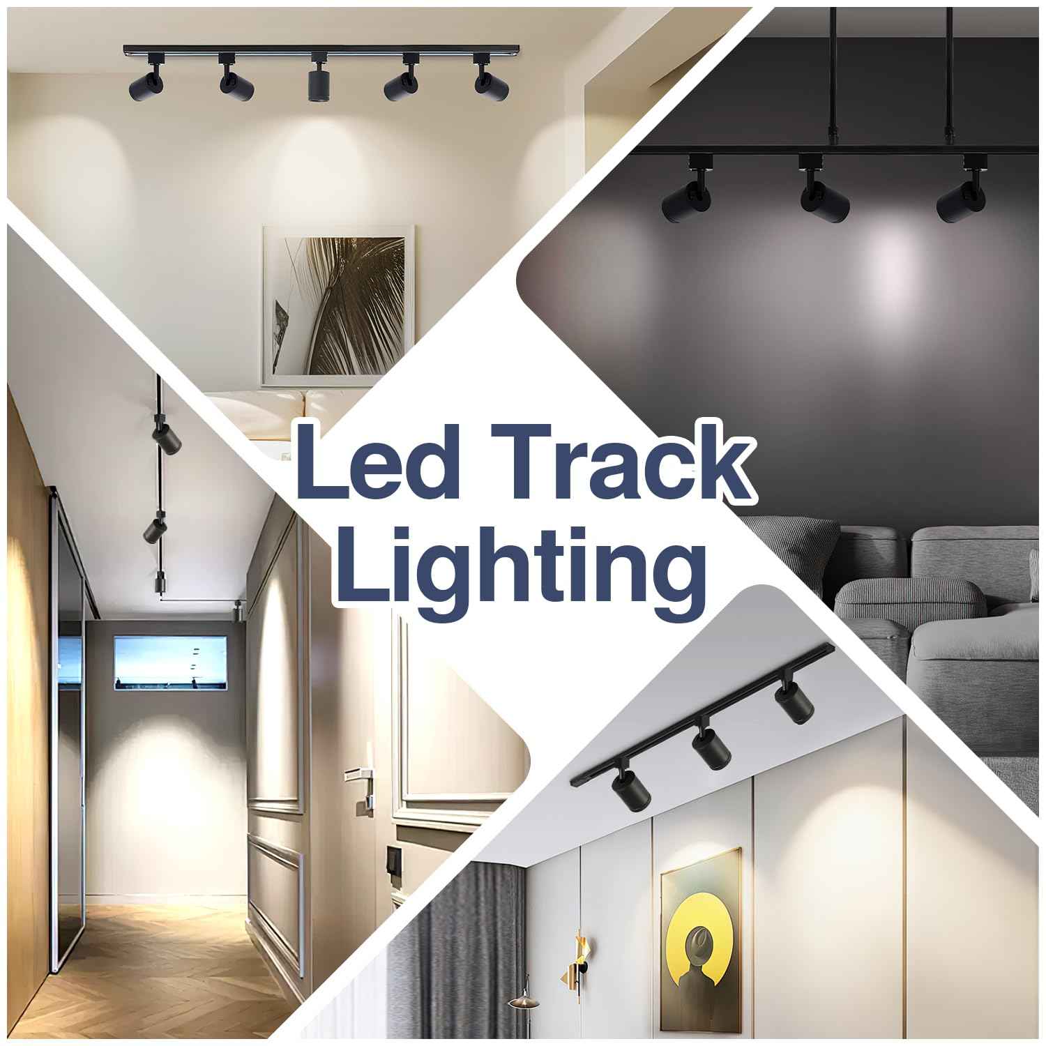 be studied 10W LED Black Track Lighting Heads, H Type Track Lighting Rail Ceiling Spotlight for Accent Task Wall Art Exhibition Lighting, and Wall Art Display Illumination 3000K-5700K, CRI90+ (6-Pack