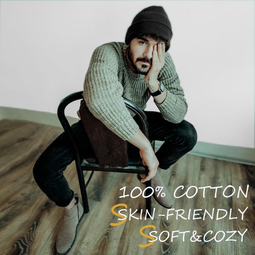 choshion 100% Cotton Beanie Hats for Women Men Winter Soft Warm Knit Cuffed Hats Fisherman Beanie Skull Cap Unisex