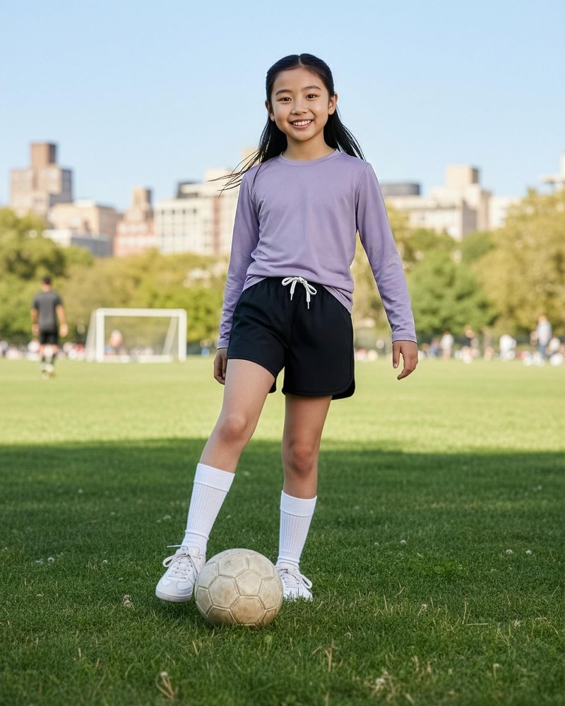 Real Essentials 4 Pack: Girls' Dry-Fit Long Sleeve Crew Neck T-Shirt - Athletic Activewear Soccer Top for Teens Kids Youth - Set 10, M (10-12)