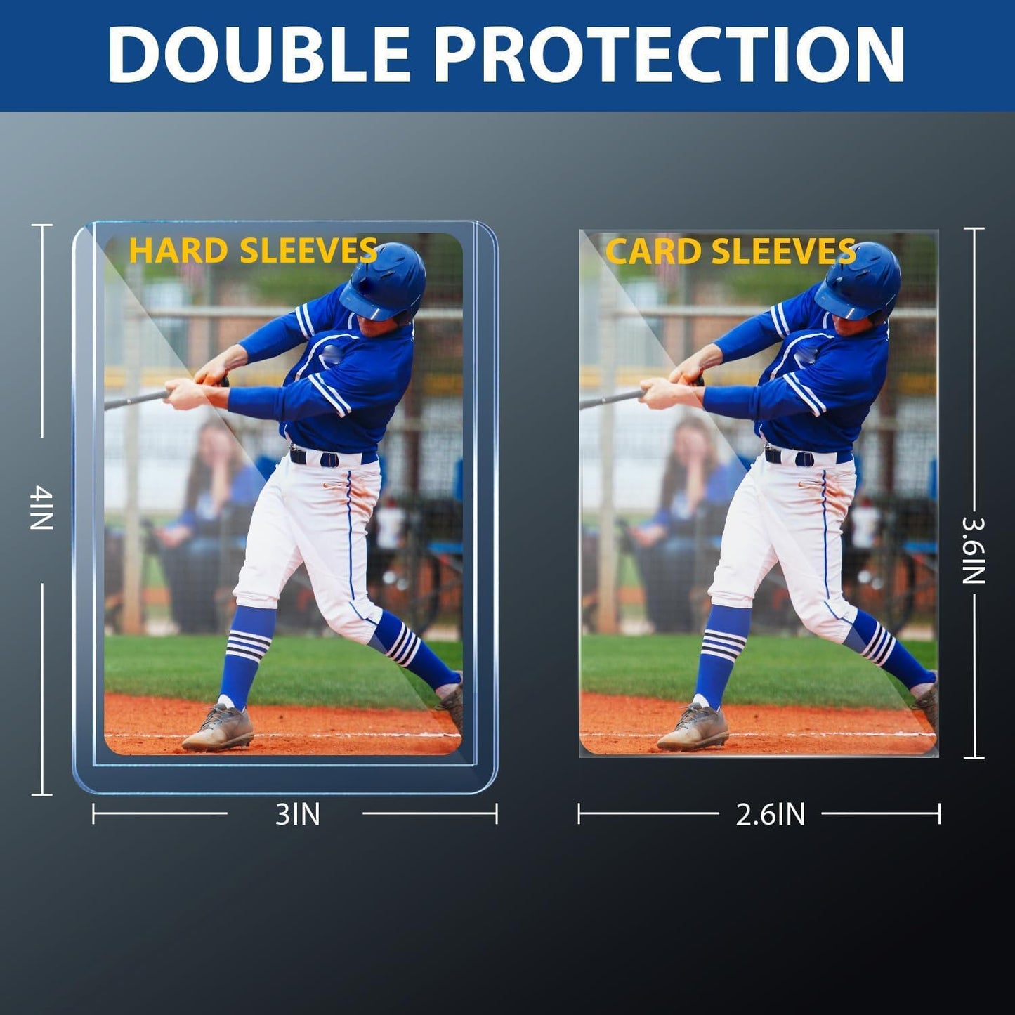 Skiennix 200 Hard Plastic Card Sleeves - Premium Protectors for Baseball & Trading Cards | 3"x 4" Size