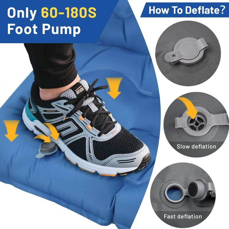 Oramoose Double Sleeping Pad, 6" Extra Thick Portable Camping Sleeping Pad with Pillows & Built-in Foot Pump, Ultralight Camping Mat for Backpacking, Hiking, Traveling, Tent, Car Camp Gear