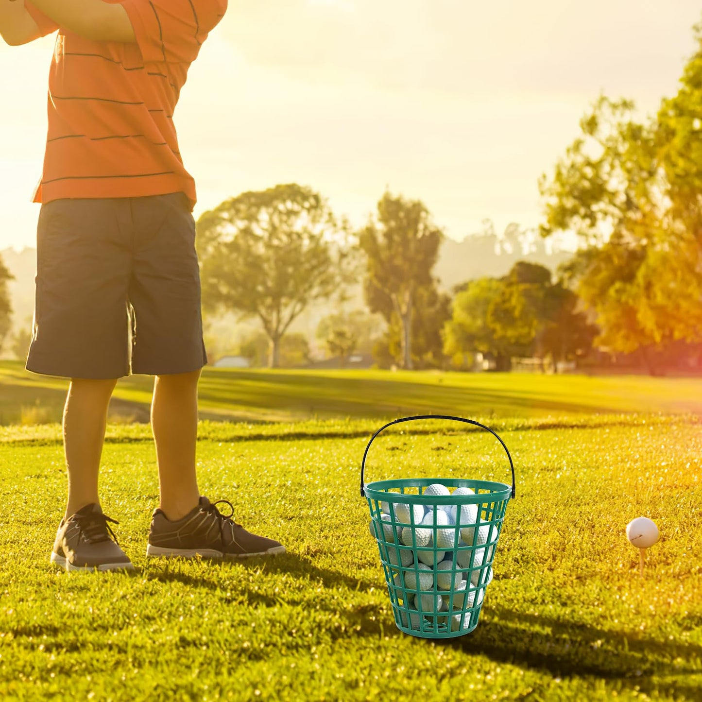 Toddmomy 1pcs Golf Ball Basket,Plastic Golf Ball Bucket Golfball Storage Container with Handle for Outdoor Sport Stadium Accessories,75pcs Ball