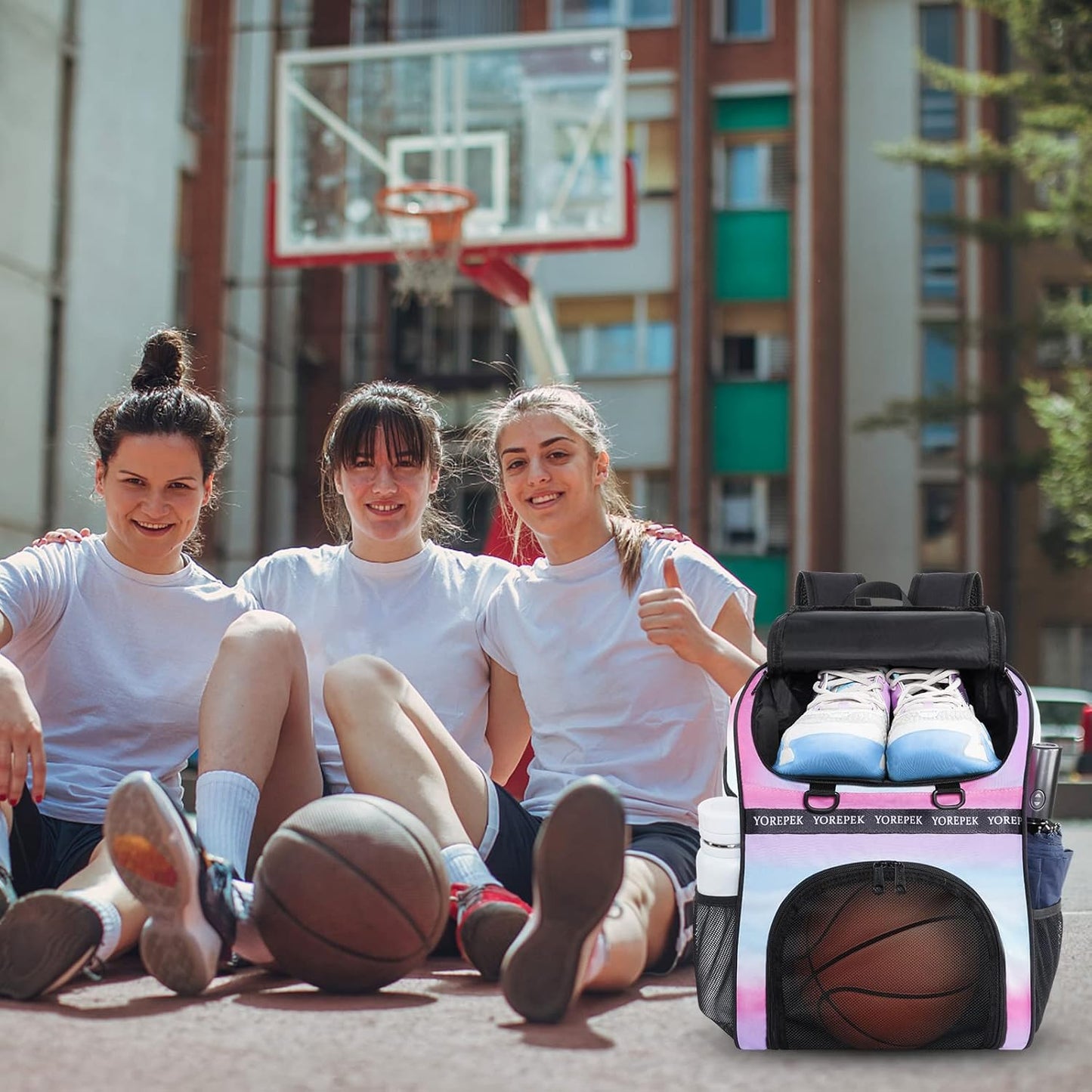 YOREPEK Basketball Backpack - Large Water-Resistant Sports Bag with Shoe Compartment & Ball Holder