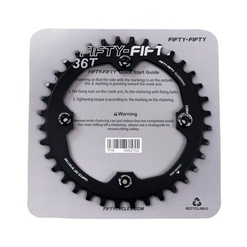 FIFTY-FIFTY Round 104BCD Mountain Bike Chainring, 30T 32T 34T 36T Narrow Wide, Single Chainring for 9/10/11-Speed with 4 Alloy Bolts for MTB (30T, Round Black)