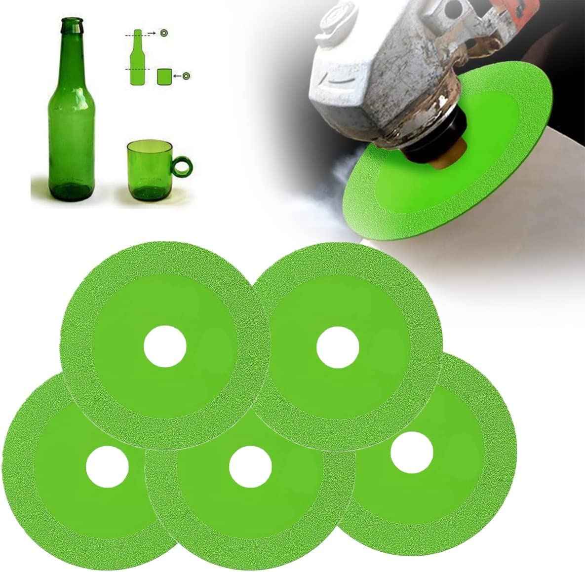 5 Pack Glass Cutting Disc - Rock Slab Grinding Disc，1mm Diamond Cutting Blade, Ultra-Thin Saw BladeWheel Glass Ceramic Cutting for Angle Grinder (5 Pack)