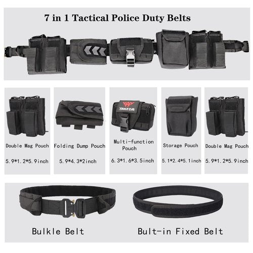 BOMTURN Battle Belt Tactical With Accessories: Duty Law Enforcement Combat Airsoft Police Belt With Pouches 7pcs