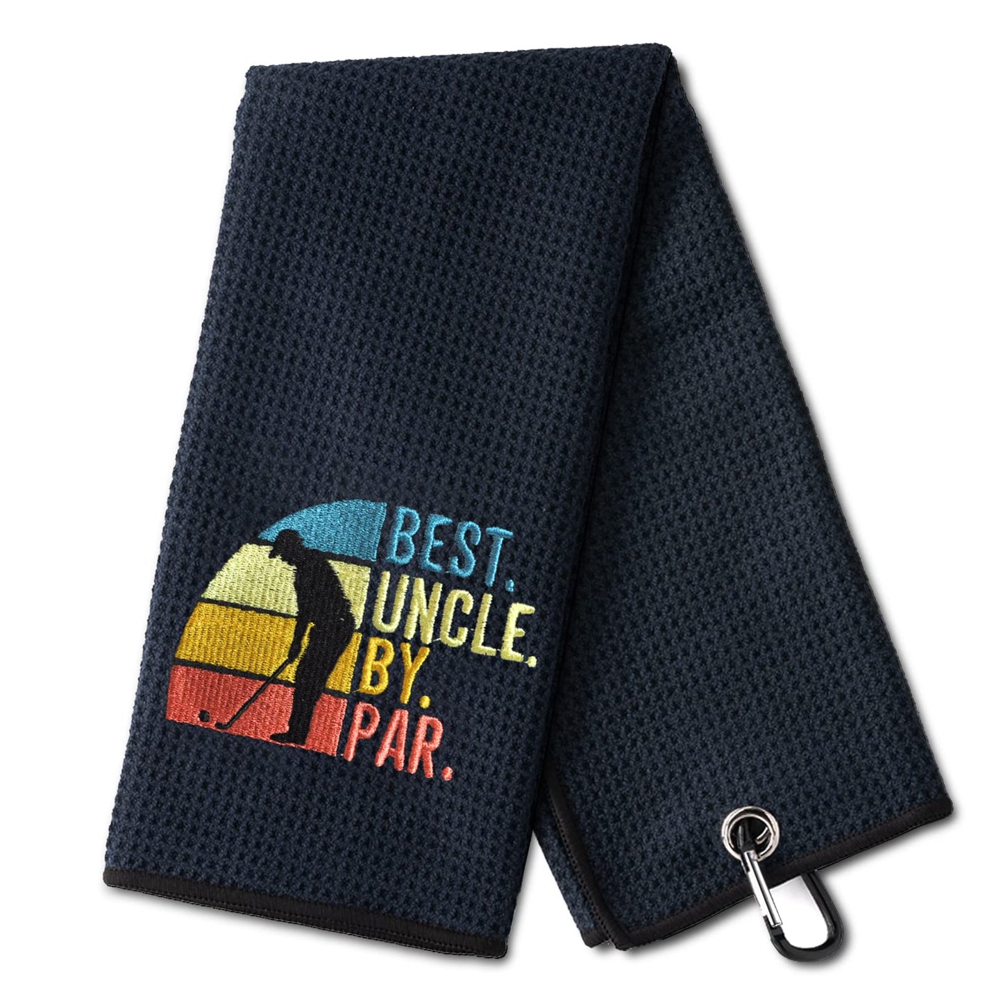 DYJYBMY Best Uncle by Par Embroidered Golf Towel with Clip, Retro Golf Accessories for Men, Retirement Gifts for Golfer, Birthday Fathers Day Appreciation Gifts for Husband Uncle Grandpa Dad