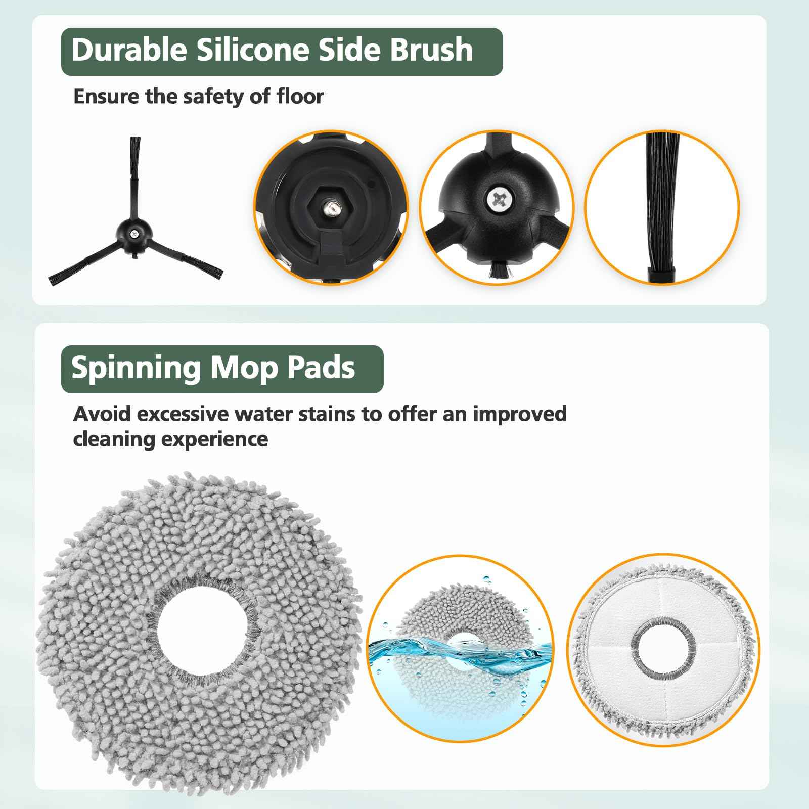 15 Pack Replacement Parts for Q Revo Robot Vacuum, Q Revo Accessory Replacement Kits (1 Rolling Brush + 2 HEPA Filters + 2 Dust Bags + 4 Mop Pads + 4 Side Brushes)