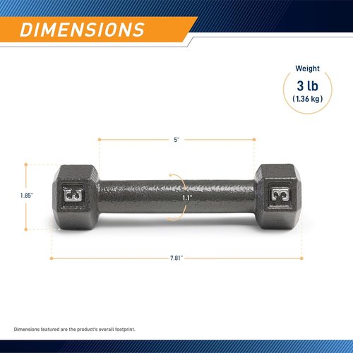 Marcy Cast Iron Hex Dumbbells - Individual Weights from 3-lb to 100-lb for Home Workouts