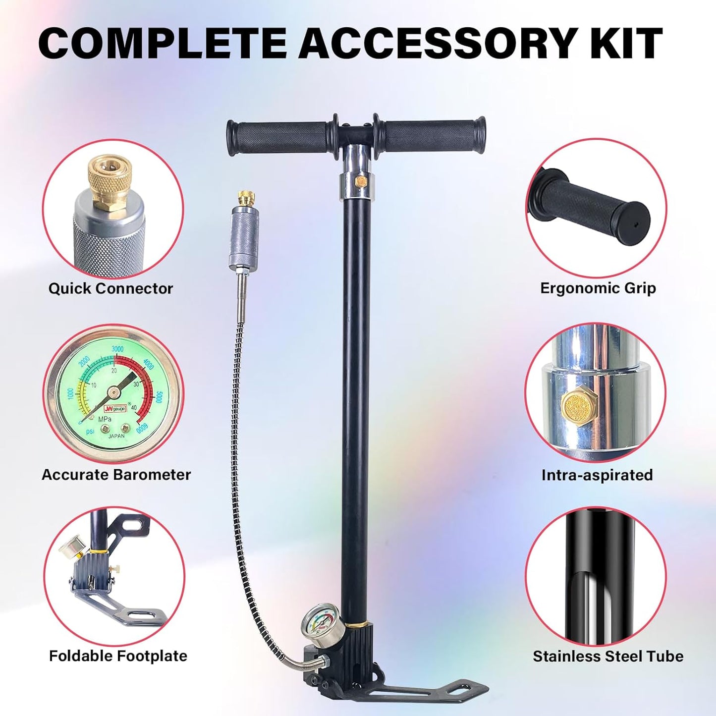 PCP Air Pump - High Pressure 4500 PSI Hand Pump for Airguns | 4 Stage 30 MPA Filling System