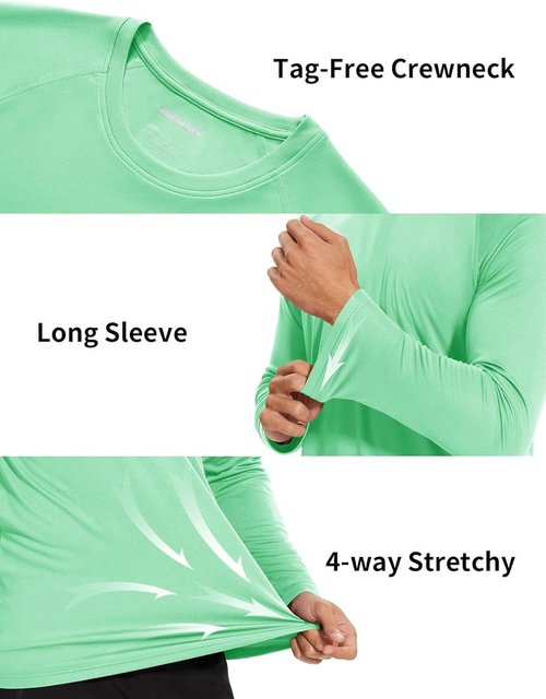 KINGFEN Men's Long Sleeve UV Sun Protection Shirt - Quick Dry Rash Guard for Swimming & Hiking