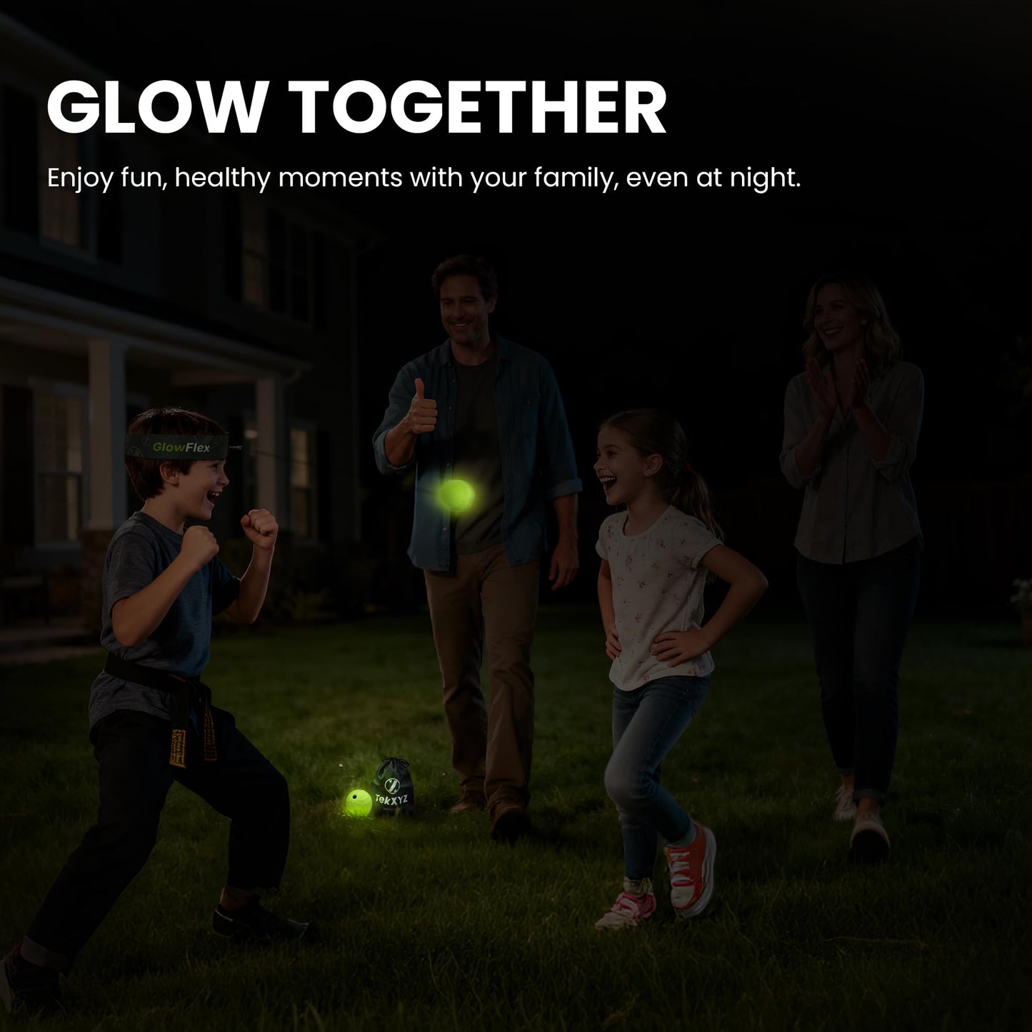 GlowFlex™ Reflex Ball with Counter App, Glow-in-the-Dark | TekXYZ® Online Community for Boxing Ball, Ideal for Coordination, Stress Relief, Home Workouts & Fitness | Stocking Stuffer Gift for All Ages