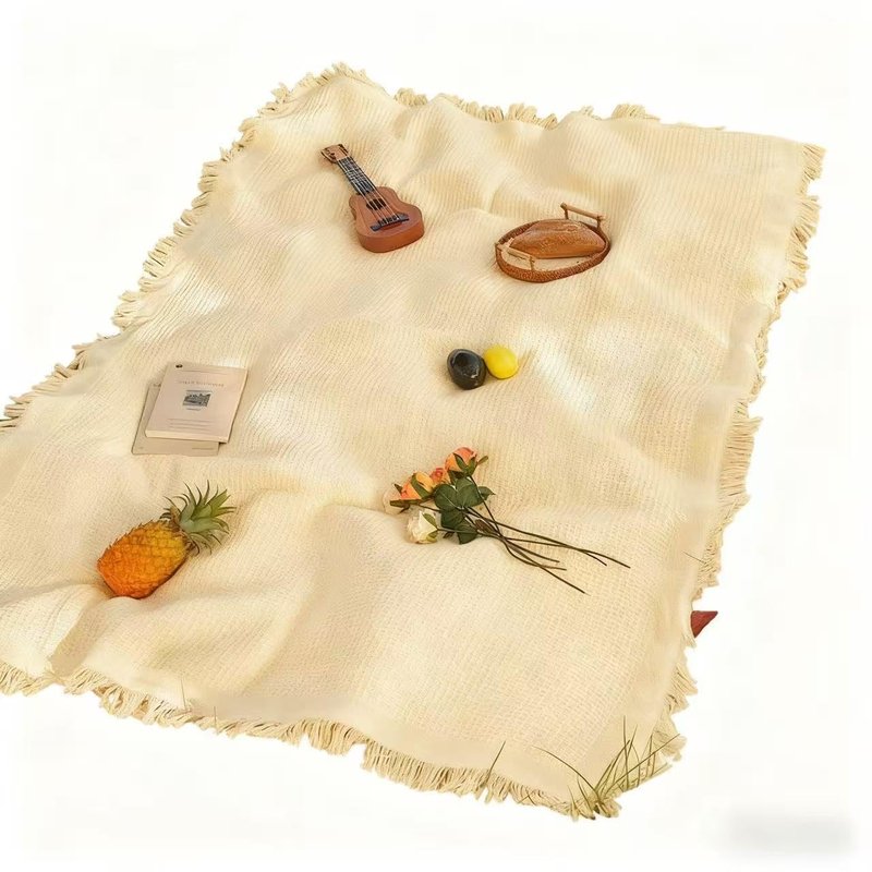 Zyntrytong 70"x 70" Picnic Blanket Extra Large,Layer Outdoor Blanket for 5 to 7 Adults,Camping Grass Lawn Park Accessories Cute Couple Gifts Ideas Wedding Registry for Camping, Park, Beach (Cream)