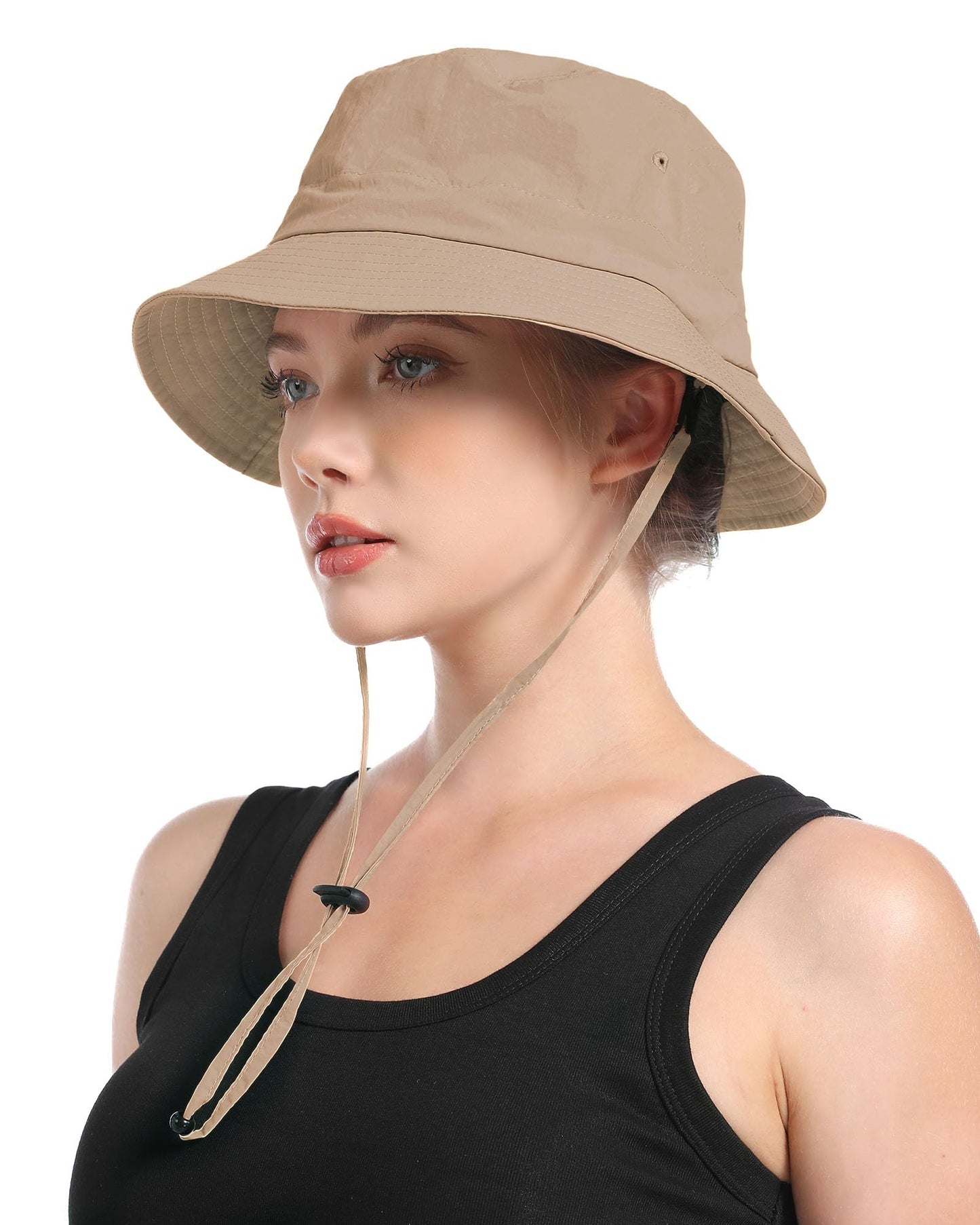 TILUYAMO Waterproof Bucket Hat Rain Hat for Women Men UV Protection Packable Sun Hat Fishing Hiking (Khaki)