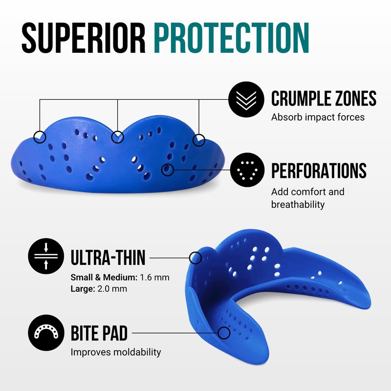 SISU Aero Small Mouthguard, Royal Blue - 30% Stronger Protection for Lacrosse, Football, Hockey, Roller Derby, Team Sports - Remoldable Up to 20 Times - Ultra Slim - Non Toxic
