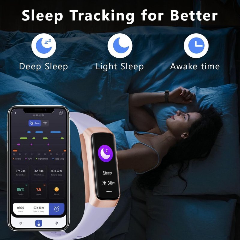 BSLIZHEN Fitness Tracker with 24/7 Blood Oxygen Heart Rate and Sleep Monitor,IP68 Waterproof,1.10''AMOLED Touch Color Screen,Step Counter Health Activity Trackers for Women Men (Purple)