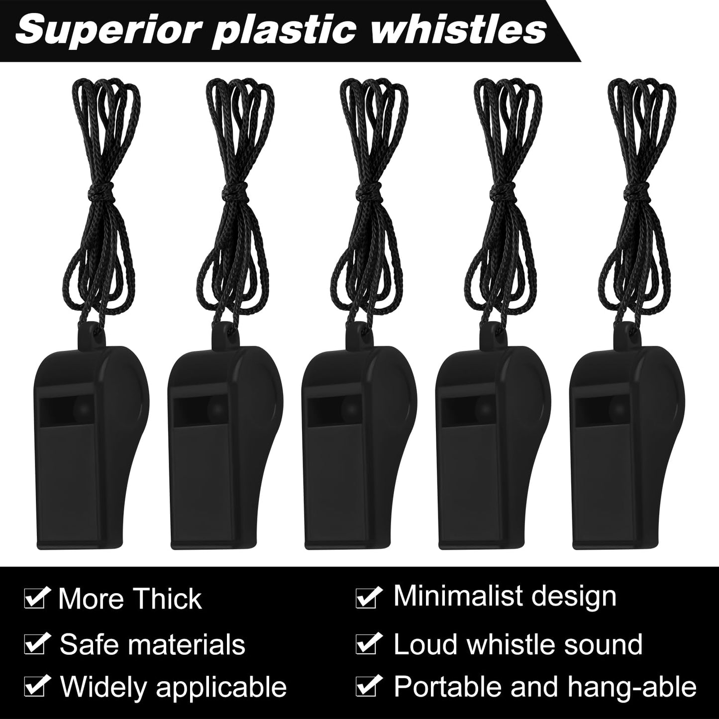 Zuazaor 300 Pieces Referee Whistles in Bulk Loud Plastic Emergency Whistle with Lanyard Sports Whistles for Trainning Whistles Party Whistles for Parties Gift Boxes Fillers