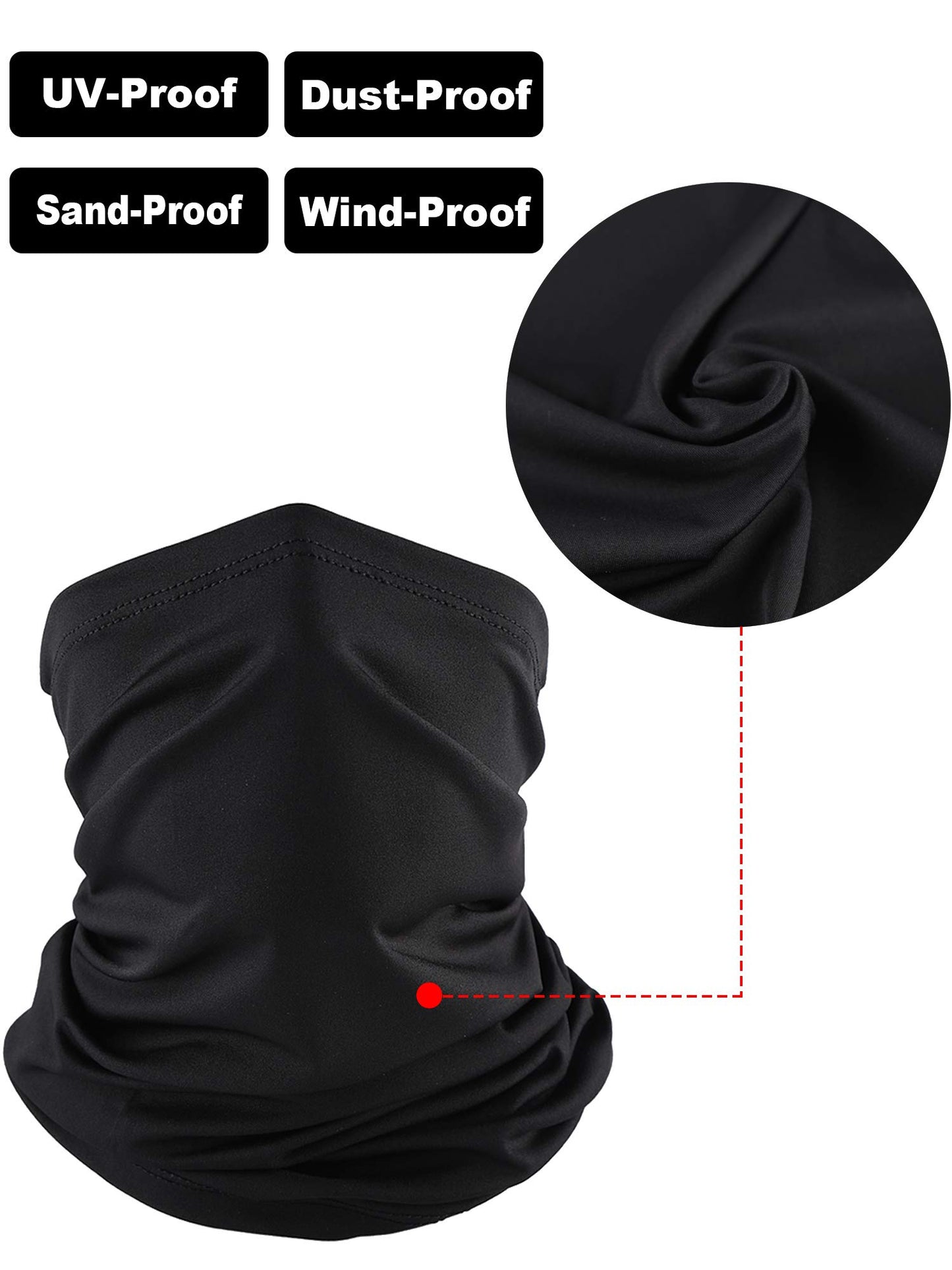8 Pcs Summer Camo Neck Gaiter Scarf Bandanas for Men Sun Hoods Balaclava Cooling Breathable Face Mask Outdoor Sports (Simple, Black)