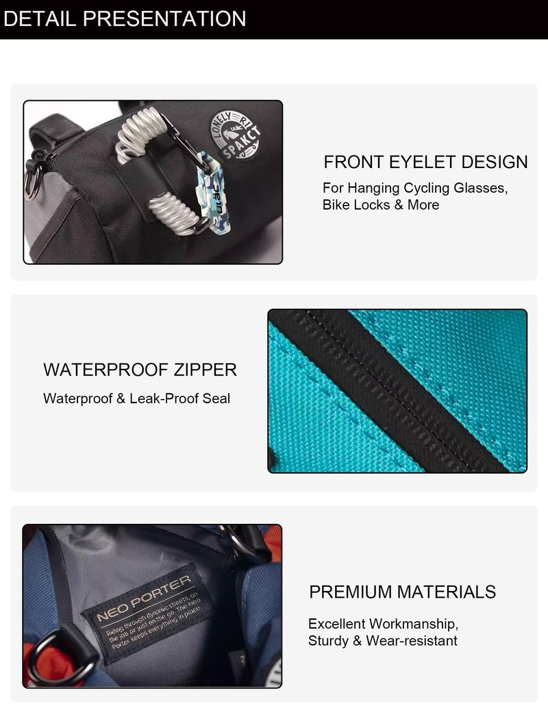 YSUJUAN Bike Handlebar Bag Waterproof Bicycle Front Bag with Shoulder Strap, Handlebar Bags for Bicycles, Bike Pouch Frame Rack Bag, Cycling Storage Accessories(Watermelon red, 1.5 L)