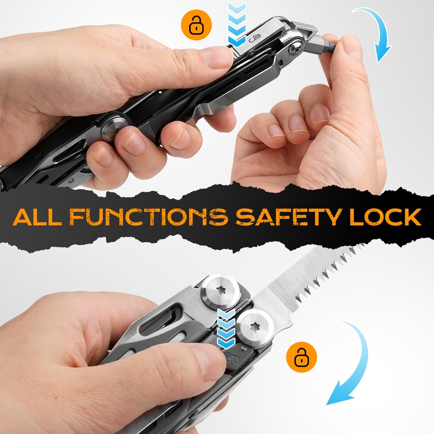 BIBURY Multitools BI2038C, 22-in-1 Stainless Steel Pocket Knife with Scissors, Foldable Self-locking EDC Multi tools Pliers with Sheath for Outdoor Hunting Survival Camping Simple Repair