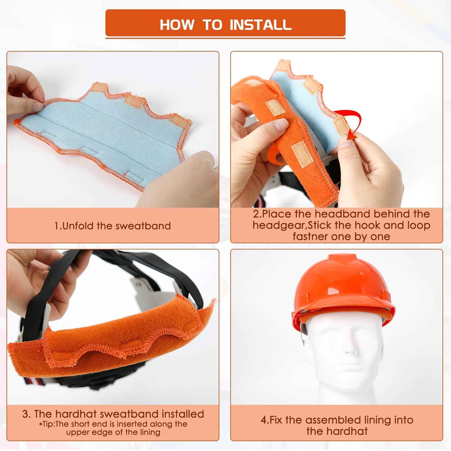 Aolamegs Safe Hard Hat Sweatband- 10PCS Sweat Bands Washable, Hard Hat Liner Replacement, Flame Retardant Cotton Hard Hat Accessories Sweat for Welding Helmet, Construction Hats, Chainsaw Helmet