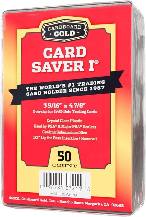 Cardboard Gold Card Saver | 50 Count Semi-Rigid Card Holders - PSA-Approved Trading Card Protectors
