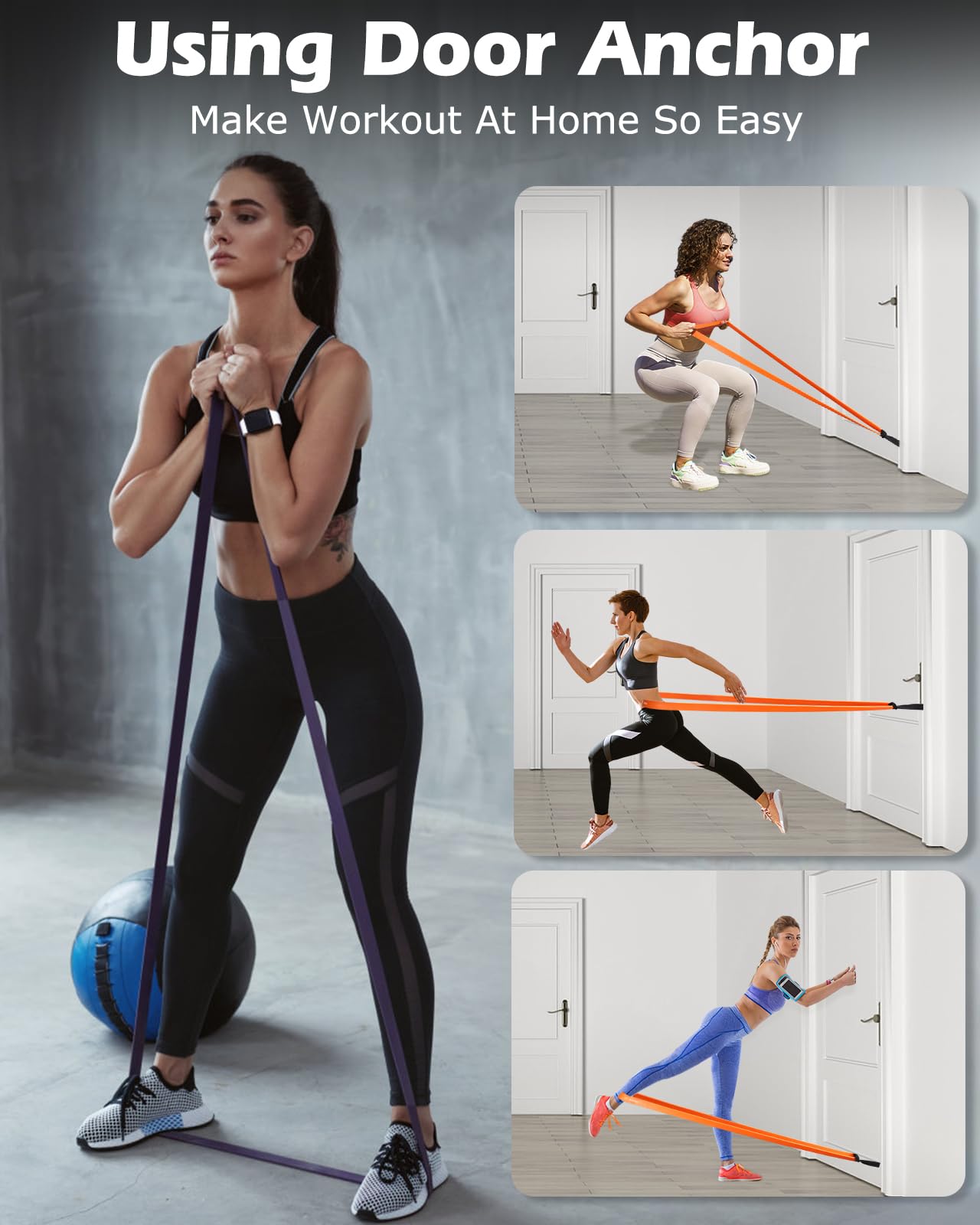 Zacro Resistance Bands Set with Door Anchor, 5 Levels (15-125 LBS) Pull Up Exercise Bands for Working Out, Muscle Power Strength Training, Physical Therapy, Home Fitness Gym Equipment for Men & Women
