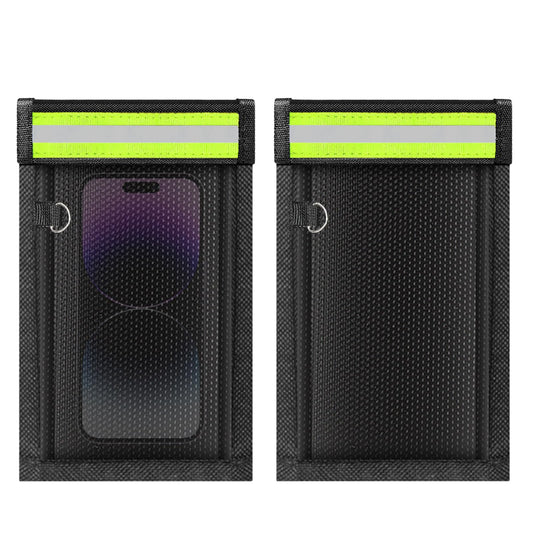 yaokvide 2 Pack Faraday Bags for Phones & Car Keys, Cell Phone Signal Blocking Pouch, Anti-Tracking Anti-Theft EMP Bag, Fireproof & Waterproof Faraday Key Fob Protector with Reflective Strip