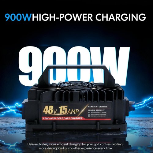 HTAXSCC 48 Volt 15 Amp Golf Cart Battery Charger for Yamaha G19-G22 with 2-Pin Plug, Upgraded IP67 Waterproof Lead Acid Battery Charger