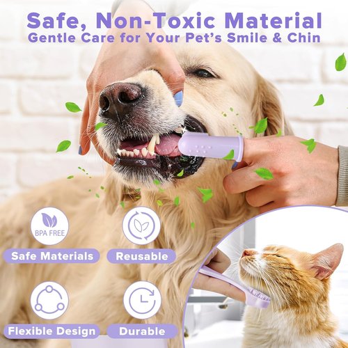 Augwind Pet Grooming Kit - 6PCS for Dogs, Cats & Horses | Includes Bath Gloves & Brush (Purple)