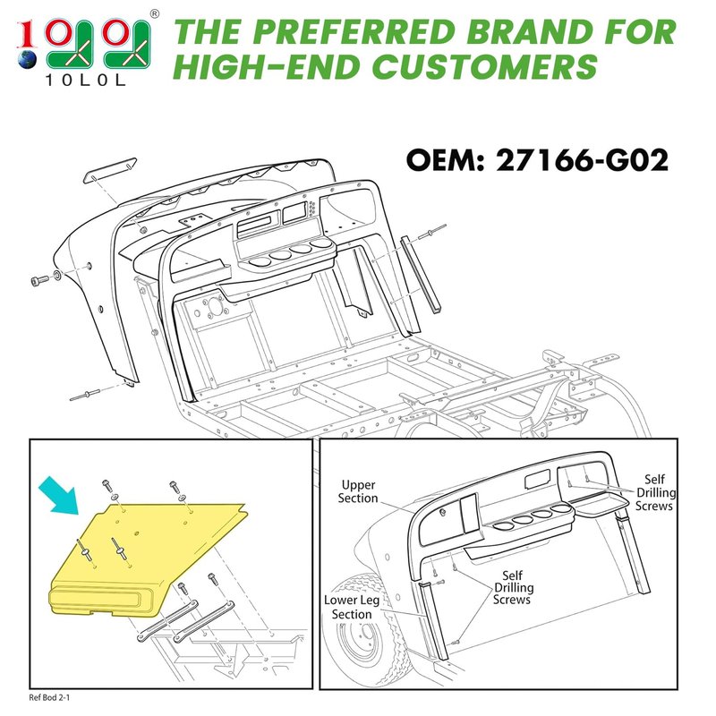 10L0L Golf Cart Front Shock Shield Cover Bumper Guard - Fits EZGO TXT, Replaces 27166G01 27166G02 27166G04 27166-G01 27166-G02 27166-G04