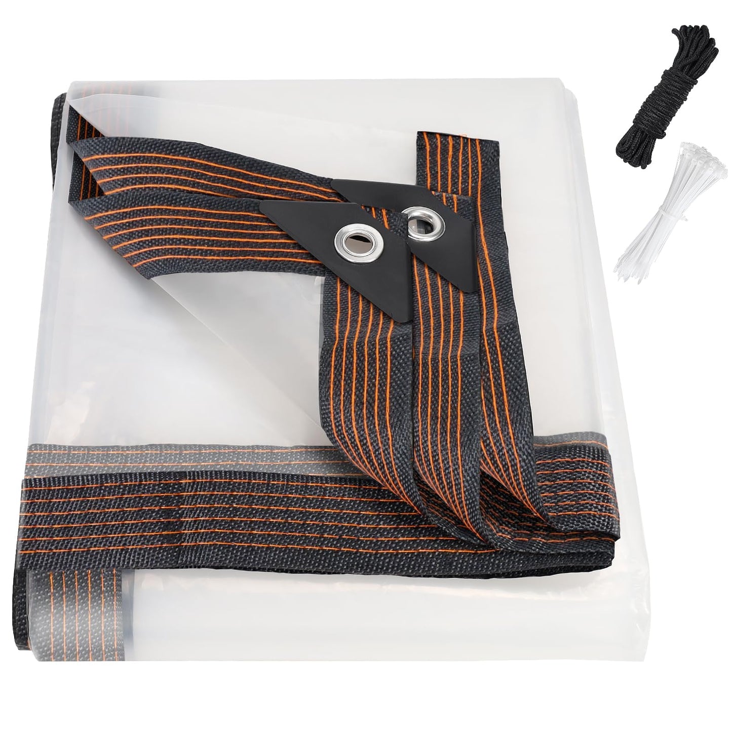 4x6ft Clear Waterproof Tarps Heavy Duty Transparent Tarpaulins Clear Vinyl Tarps with Grommet, Outdoor Transparent Cover for Greenhouse, Patio, Porches, Tent, Chicken Coop