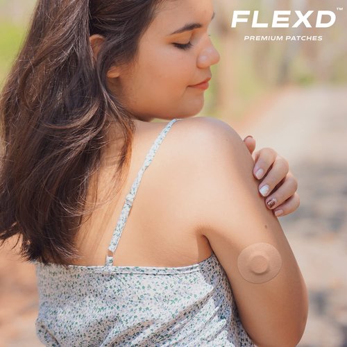 Flexd - Libre 3 Sensor Covers Waterproof, Freestyle Adhesive Patches (Pack of 30) Round, Tan