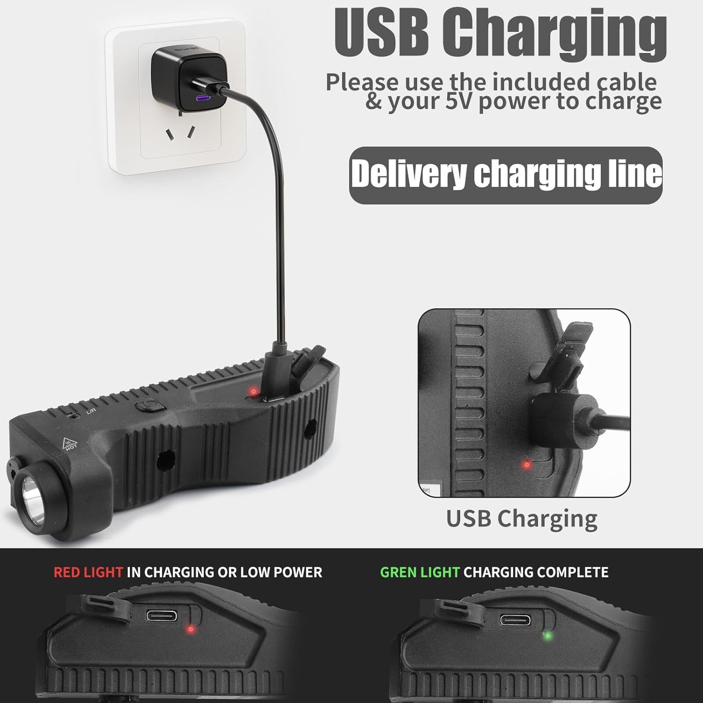 ZBULAR 1650 Lumens Flashlight with Strobe Function & Red Laser Sight - USB-C Rechargeable