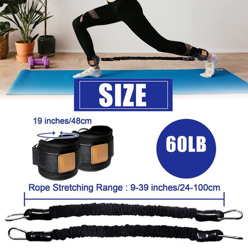 Ankle Resistance Bands with Cuffs for Leg Booty Butt Lift Workout Equipment - Kickbacks Hip Leg Glute Fitness Training Exercise Bands with Ankle Cuffs for Men Women