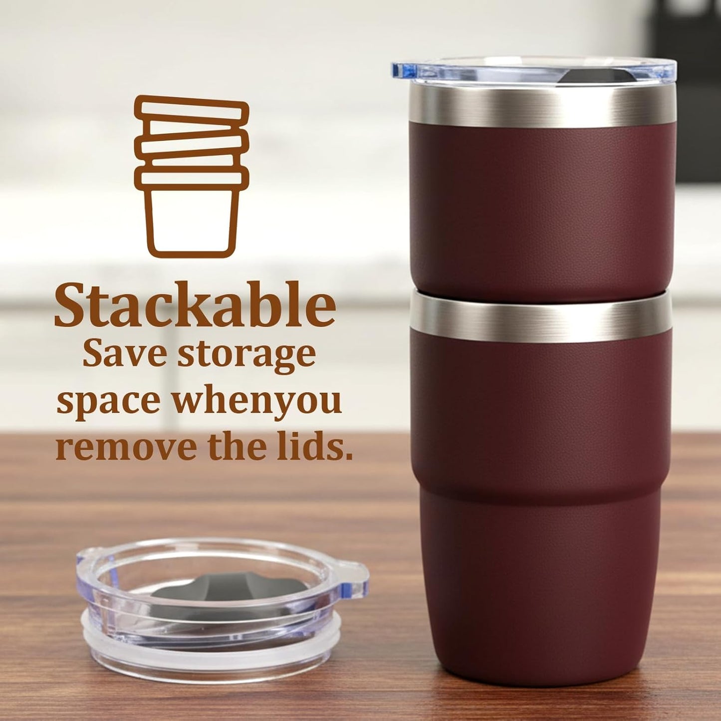 Zenbo Stackable Espresso Cups - 8 oz Ceramic-Lined Stainless Steel Tumblers | Double-Wall Insulated, Dishwasher Safe (Sage Green - 2 Pack)