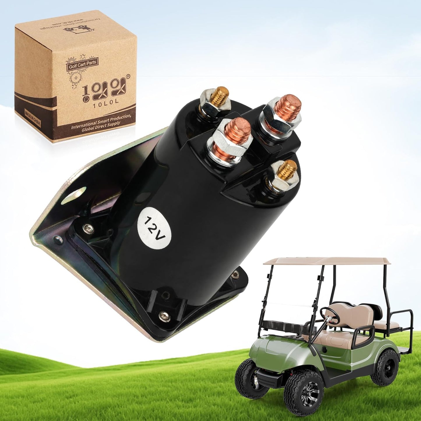 10L0L Golf Cart 12V 4-Terminal Starter Solenoid Relay for Yamaha G2 G8 G9 G11 G14 G16 G20 1985-2002 Gas Golf Cart, Replaces JF2-H1950-00, JR3-H1950-00, J38-81950-01