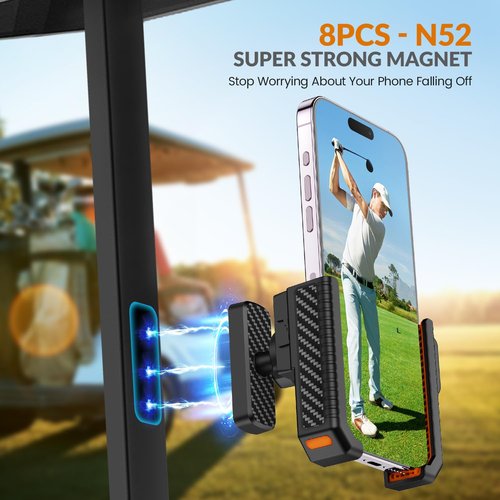 Magnetic Golf Cart Phone Holder, Golf Cart Accessories for Men/Women, 360°Rotation & Super Strong Magnet Keep Phone Safe and in Place. Perfect Golf Gifts & Compatibility with All Phones
