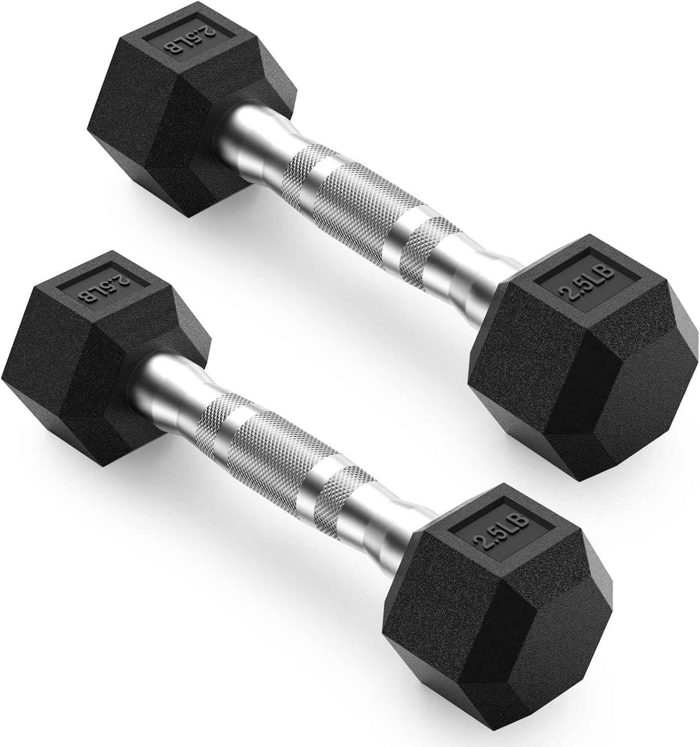 PAPABABE HEX Dumbbell Set | 2.5-125lb Rubber Encased Weights for Home Gym & Strength Training