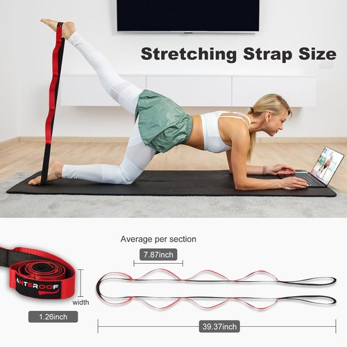 Durable Stretch Strap by [Brand Name] - Non-Elastic Physical Therapy & Yoga Band with 10 Loops for Flexibility & Exercise