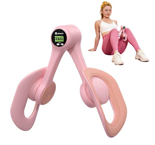 Pelvic Floor and Thigh Trainer for Women, Postpartum Rehabilitation Inner Thigh & Kegel Exerciser, Portable Home Gym Device with Digital Screen to Track Progress (Pink)