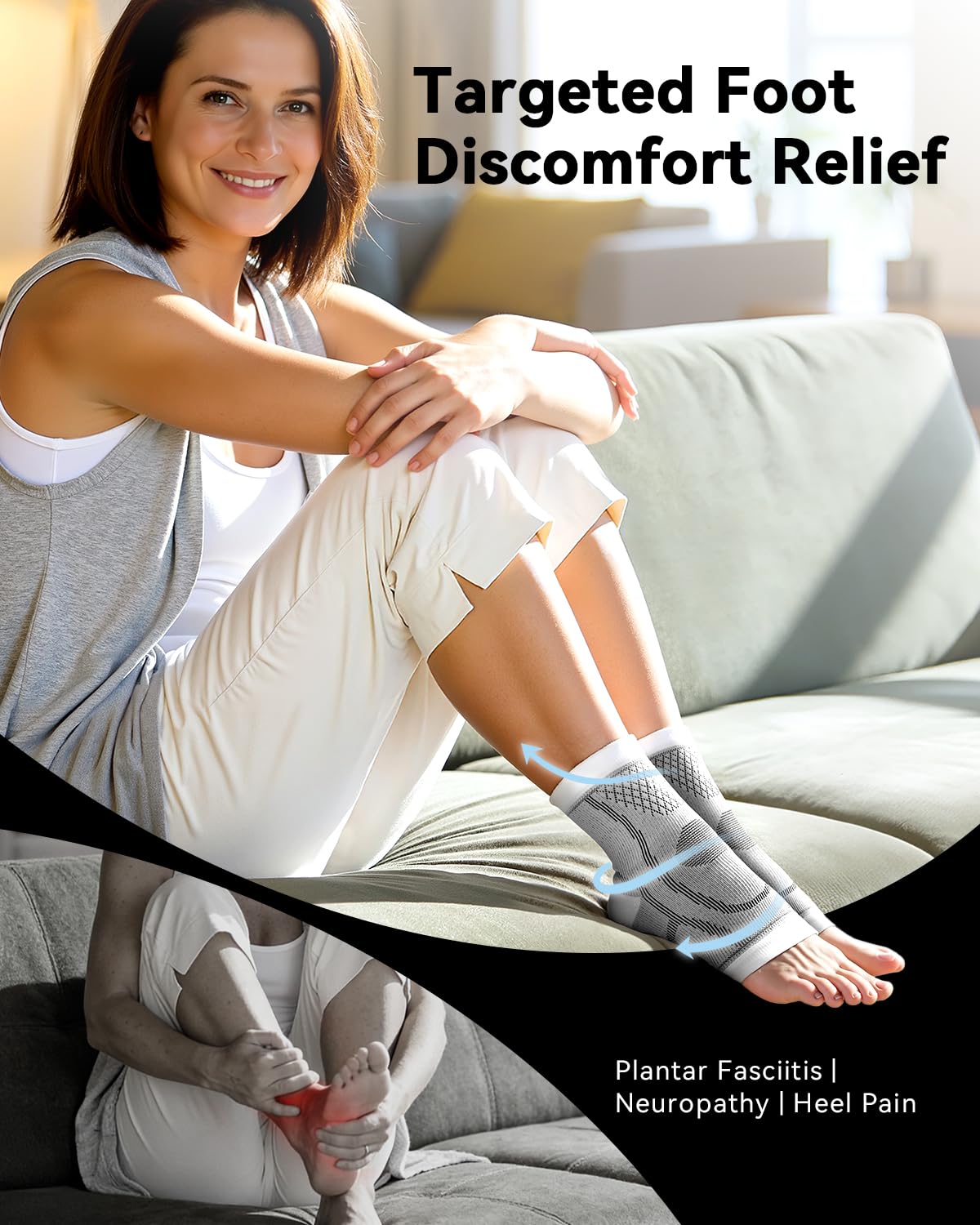 3 Pairs Ankle Brace for Women & Men,[Upgraded Ultra Breathable] Plantar Fasciitis Socks,Ankle Compression Sleeve for Achilles Tendonitis Relief, Heel Pain,Foot Pain and Swelling in Ankle Support (L)