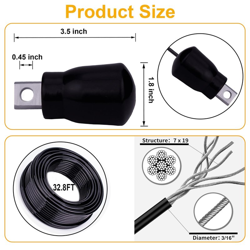 WRFDEC 32.8Ft PU Gym Fitness Cable with Ball Stopper Ends for Home Gym Machine Accessories,LAT Pulldown, Low Row, Functional Trainer Machine