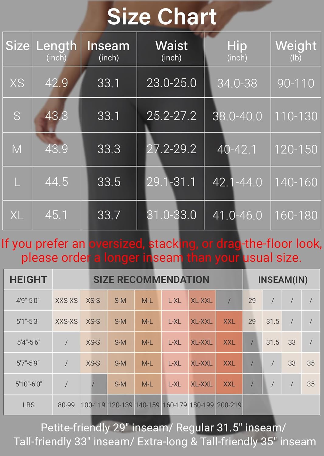 YEOREO High Waist Workout Leggings - No Front Seam, Buttery Soft, Available in 29"/31.5"/33"/35" Sizes