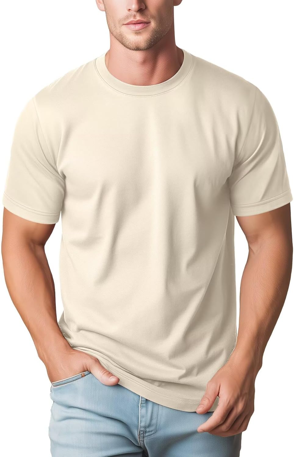 Zengjo Men's Crewneck T-Shirts - Soft, Relaxed Fit Basic Tees in Comfortable Triblend Fabric