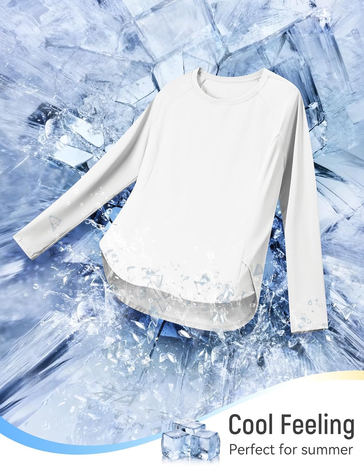 Baleaf Long Sleeve Cooling Workout Tops for Women - UPF 50+ Quick Dry Athletic Shirts | Lightweight & Soft