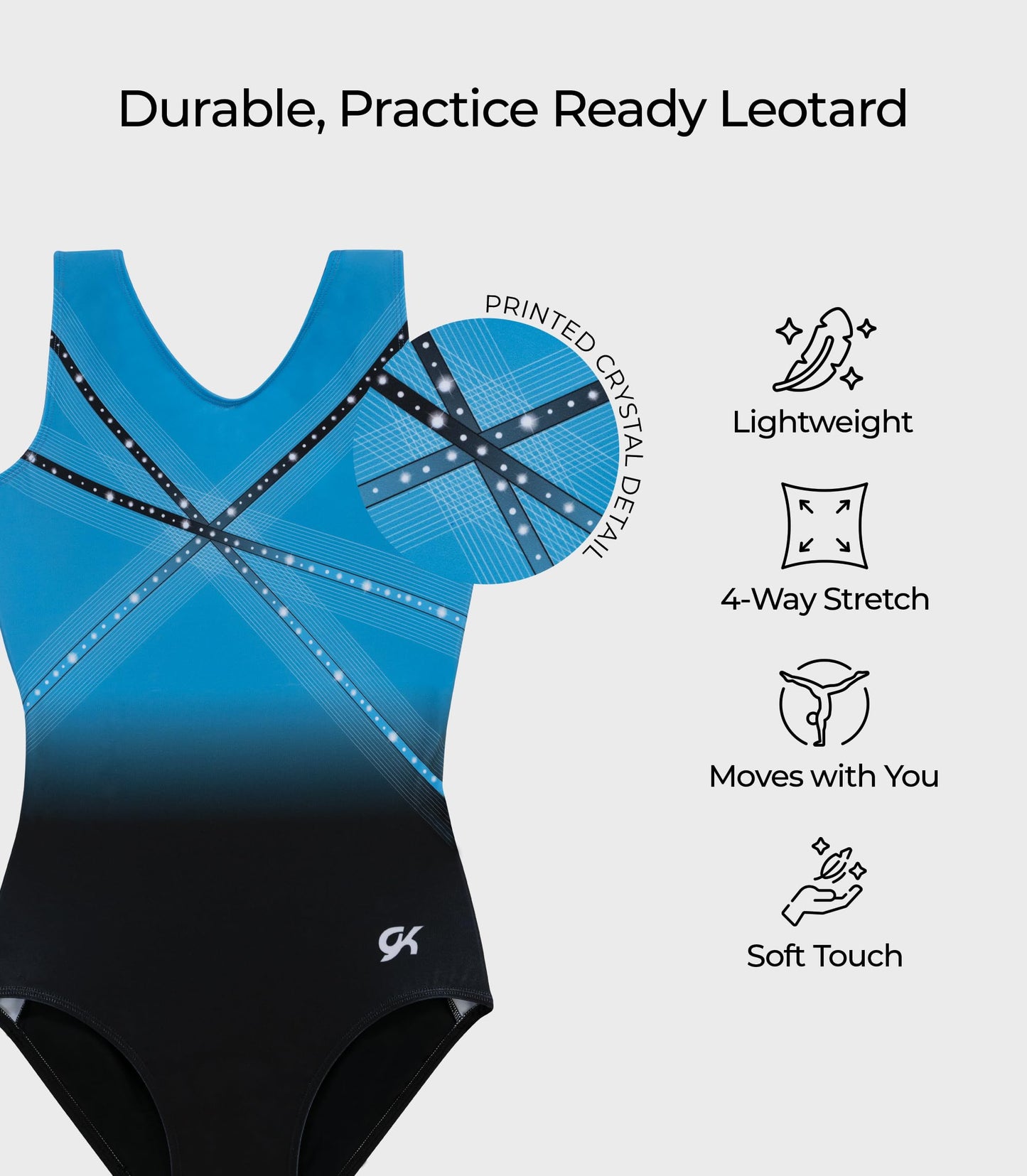 GK Glitz & Glam Gymnastics Leotard - Child Medium,blue