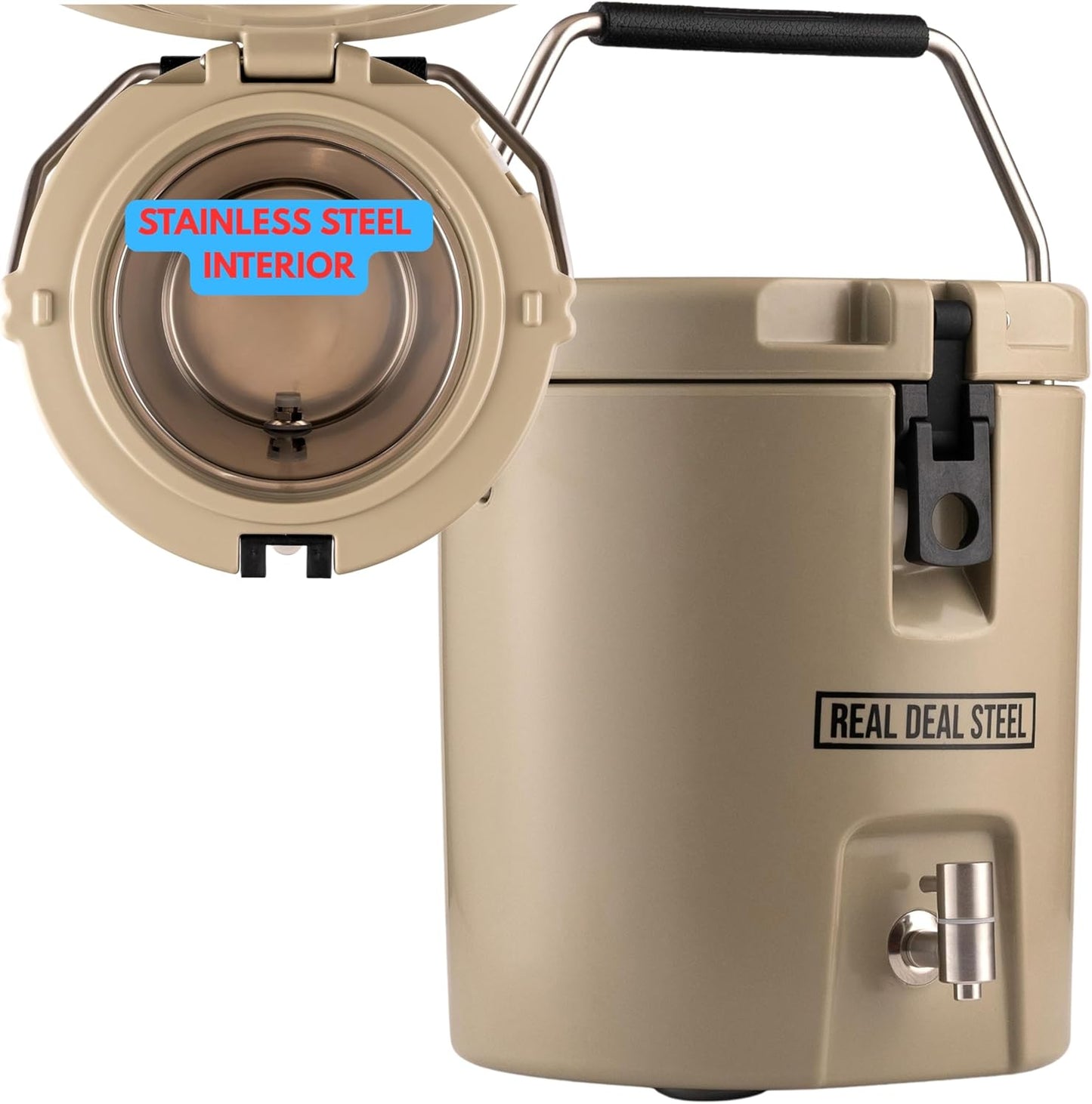 Skiennix Insulated Beverage Dispenser - 2 Gallon Hot Cocoa & Coffee Server - Portable for Camping & Events - Tan