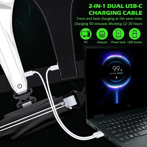 LED Reflective Vest by [Brand Name] - USB Rechargeable Light-Up Running Gear with Chest Phone Holder for Night Safety