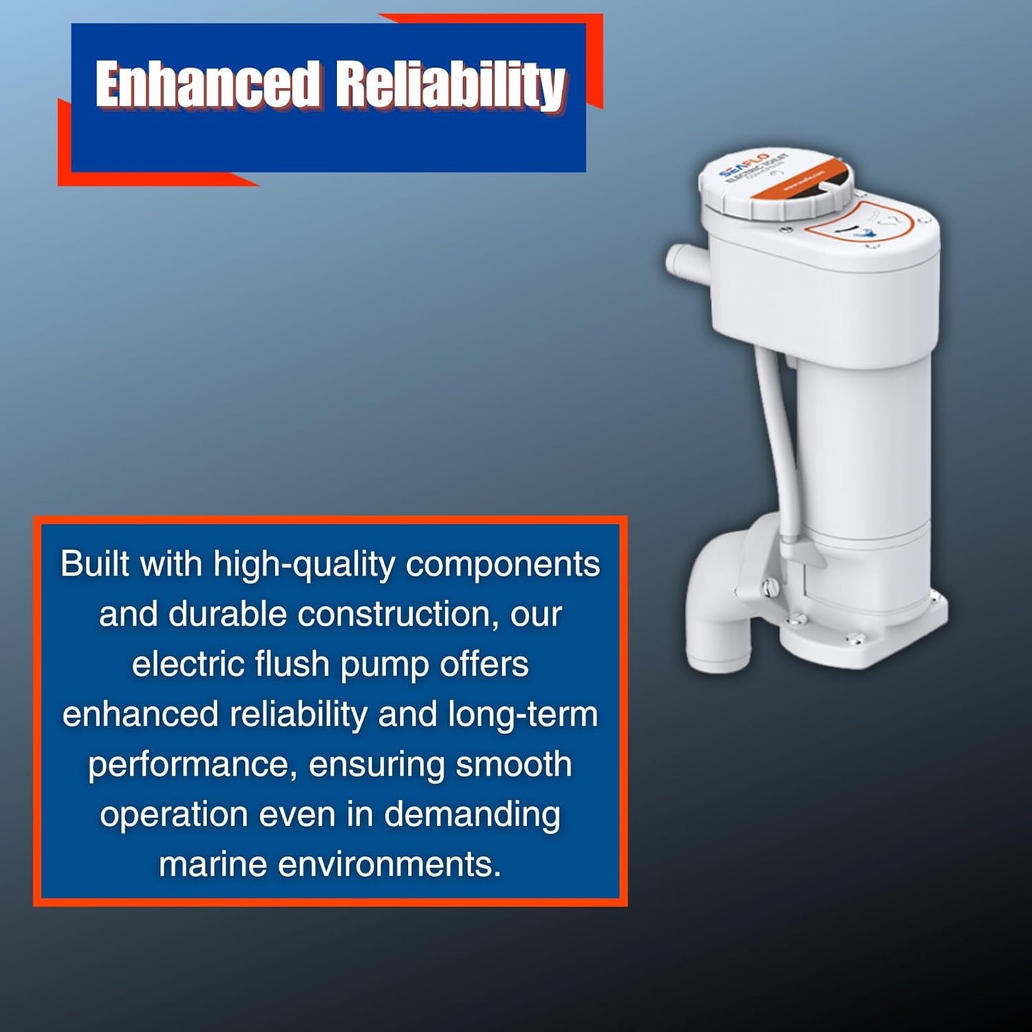 SEAFLO 12V Electric Marine Toilet Conversion Kit - Self-Priming Macerator Flush, Fits Compact & Regular Heads
